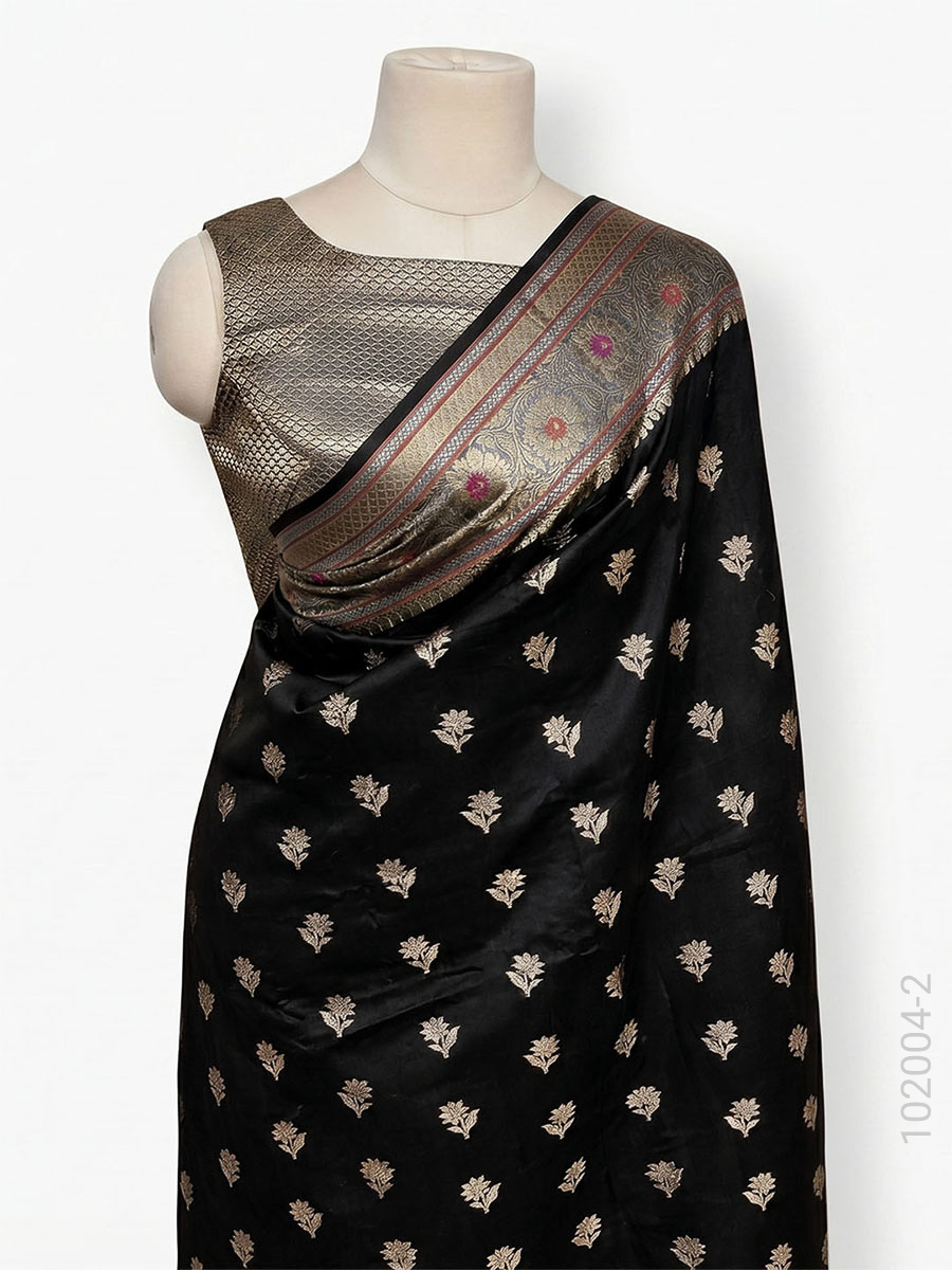 Soft Silk Resham and Zari Work Banarasi Saree Wholesale view 3