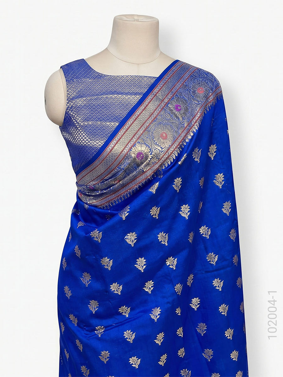 Soft Silk Resham and Zari Work Banarasi Saree Wholesale fabric close-up