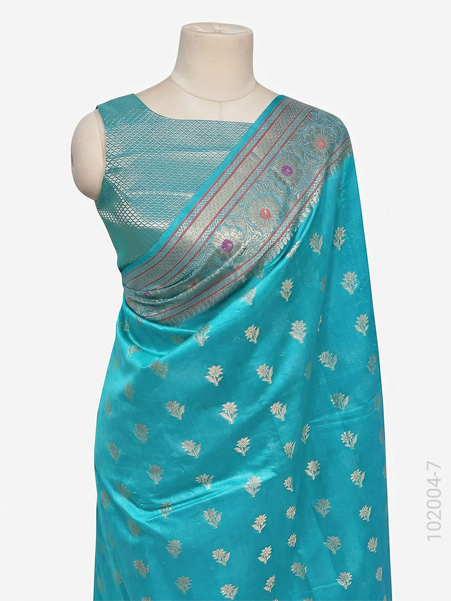 Soft Silk Resham and Zari Work Banarasi Saree Wholesale view 8