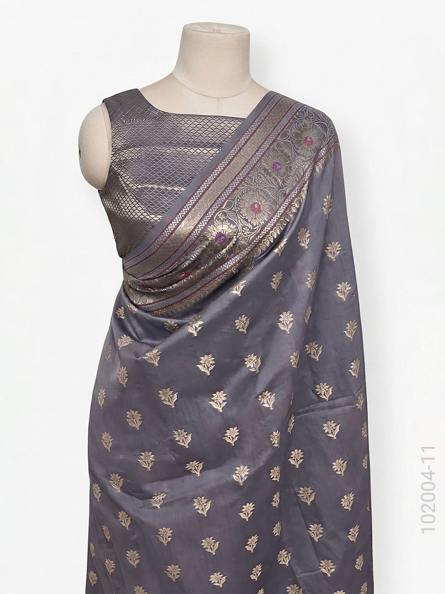 Soft Silk Resham and Zari Work Banarasi Saree Wholesale view 12