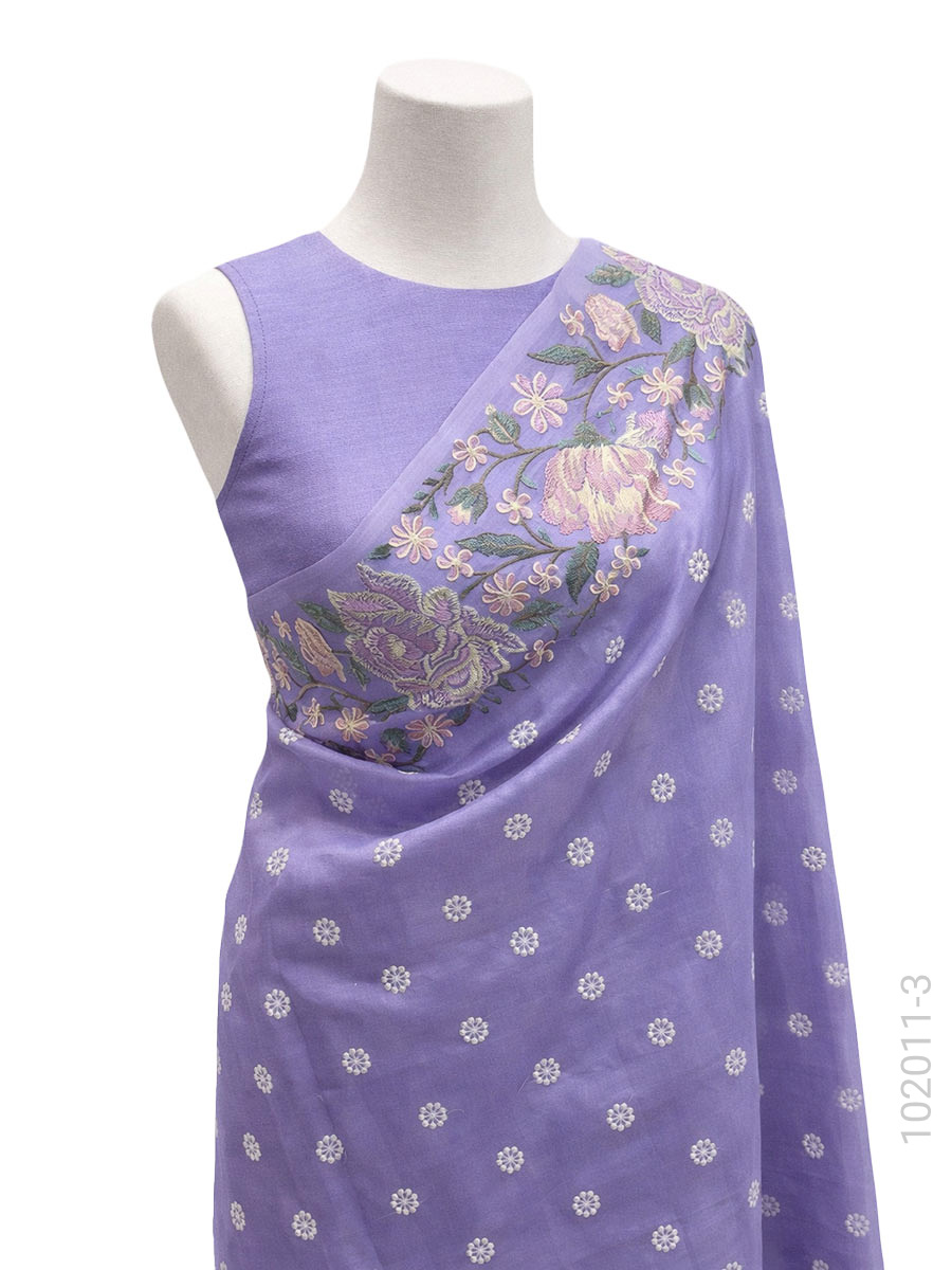 Kora Organza Embroidery Work Banarasi Saree Bulk Export view 4