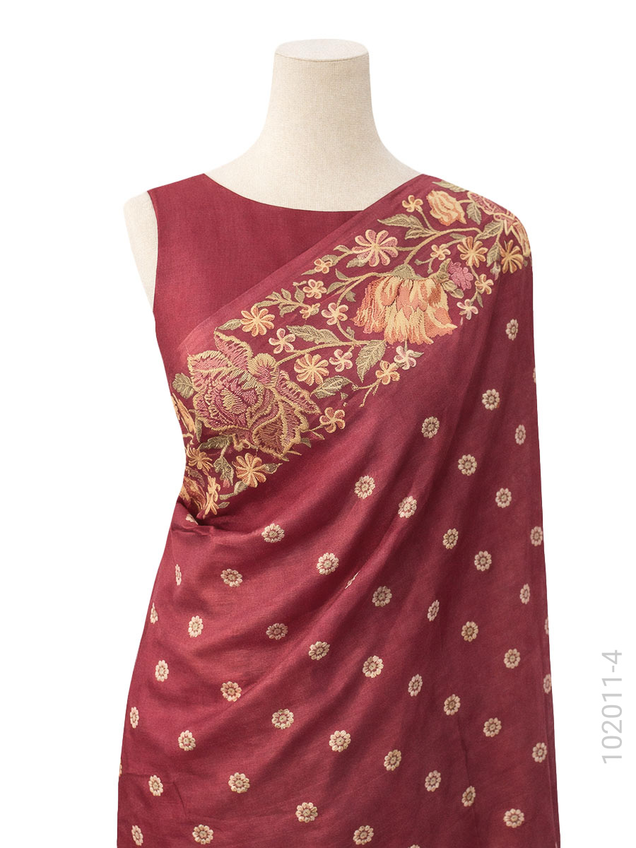 Kora Organza Embroidery Work Banarasi Saree Bulk Export view 5
