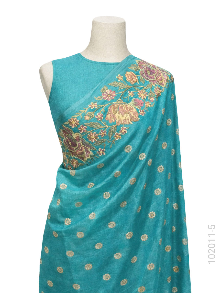 Kora Organza Embroidery Work Banarasi Saree Bulk Export view 6