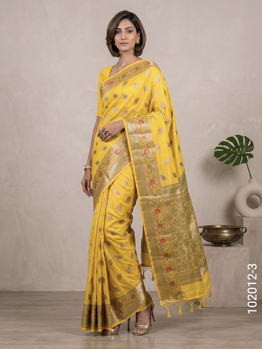 Soft Silk Resham and Zari Work Banarasi Saree Wholesale view 4