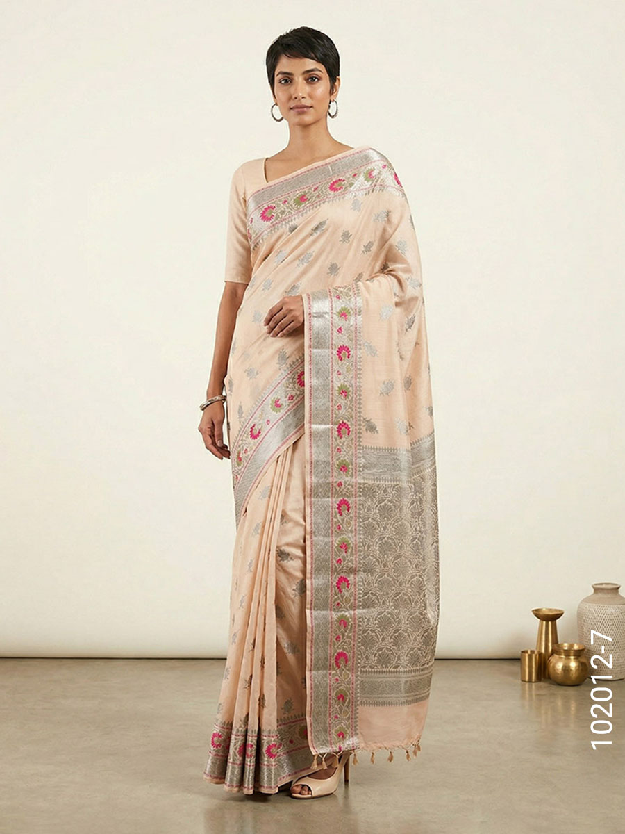 Soft Silk Resham and Zari Work Banarasi Saree Wholesale view 8