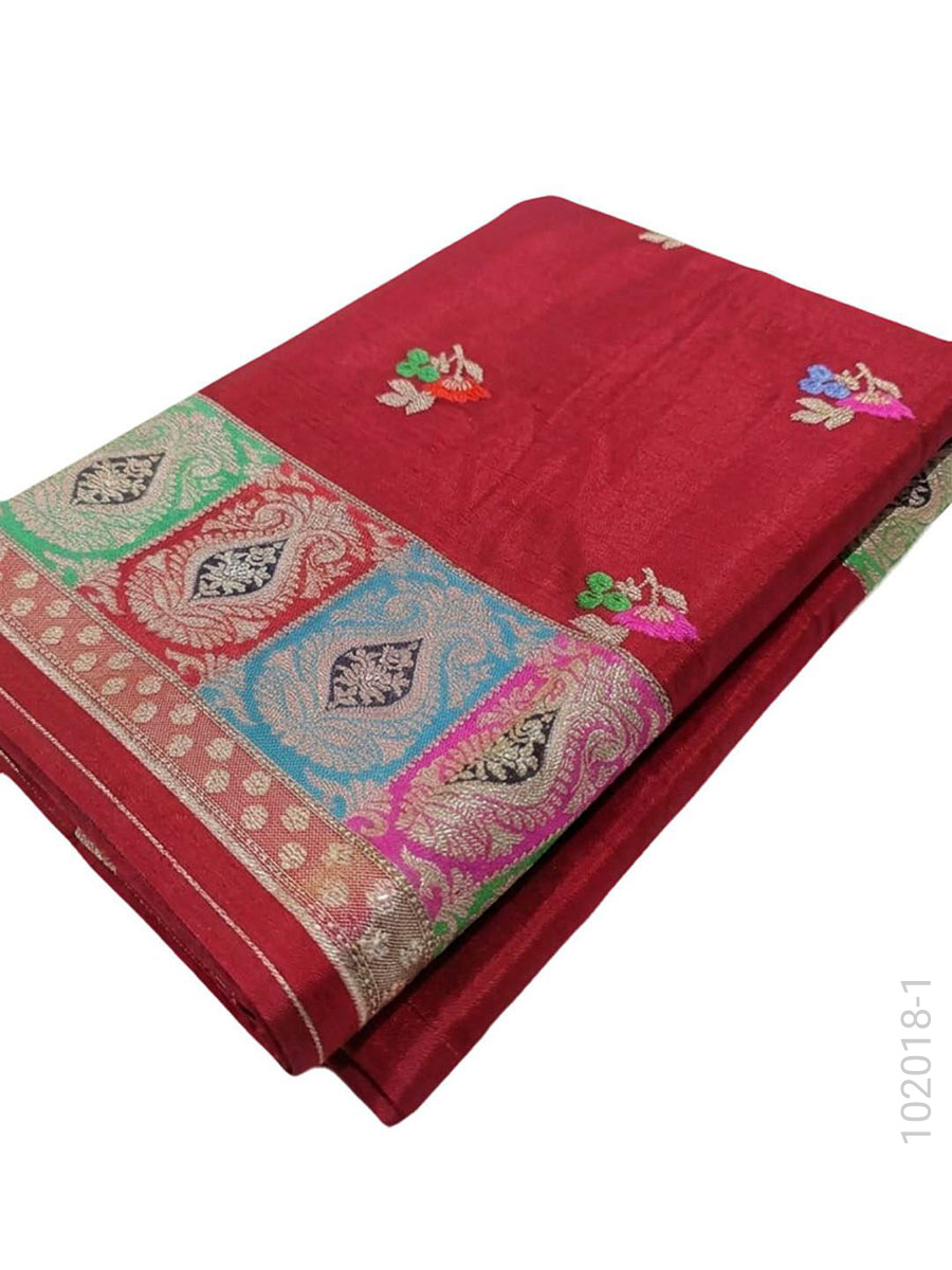 Mashru Silk Resham and Zari Work Banarasi Saree Wholesale fabric close-up
