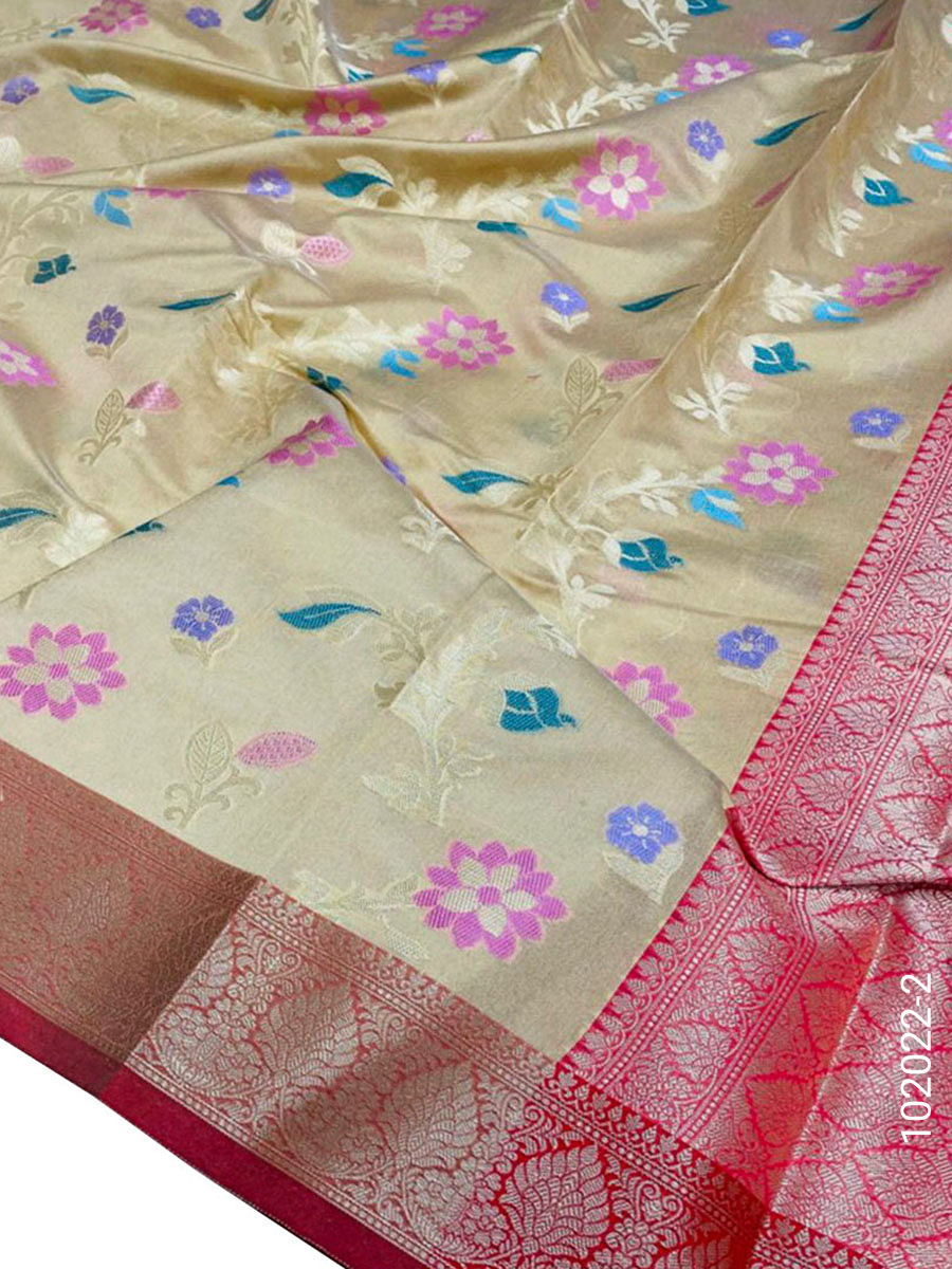 Cotton Resham and Zari Jaal Work Banarasi Saree Wholesale view 3