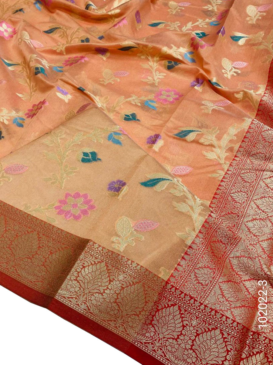 Cotton Resham and Zari Jaal Work Banarasi Saree Wholesale view 4