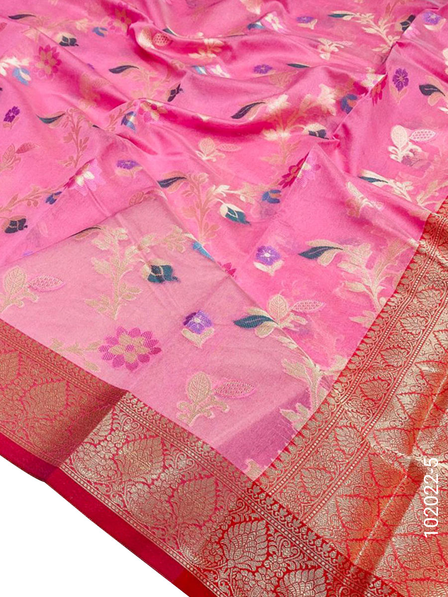 Cotton Resham and Zari Jaal Work Banarasi Saree Wholesale view 6