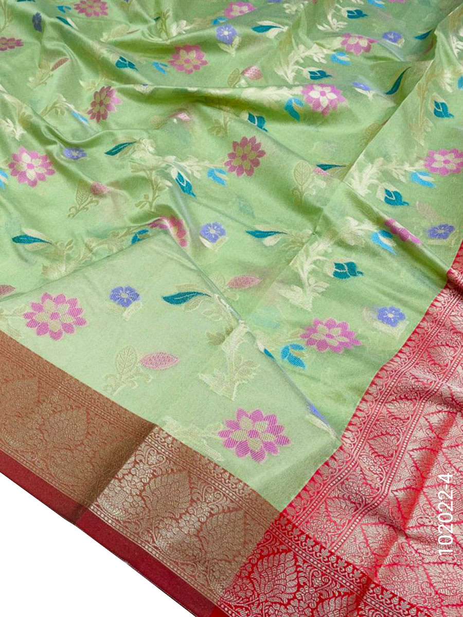 Cotton Resham and Zari Jaal Work Banarasi Saree Wholesale view 5
