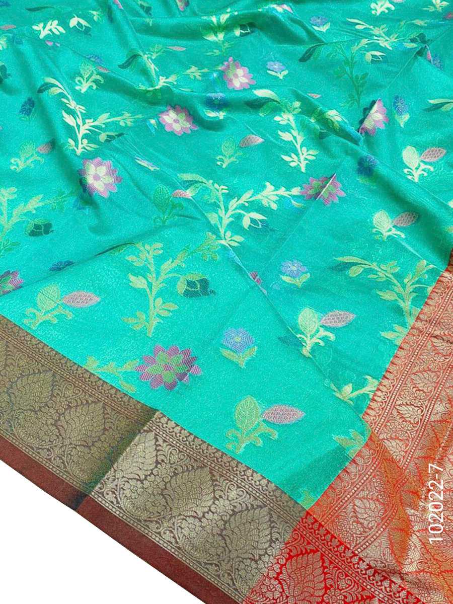Cotton Resham and Zari Jaal Work Banarasi Saree Wholesale view 8