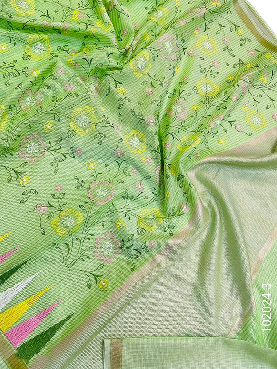 Cotton Kota Checks Embroidery Work Banarasi Saree Wholesale Distribution view 7