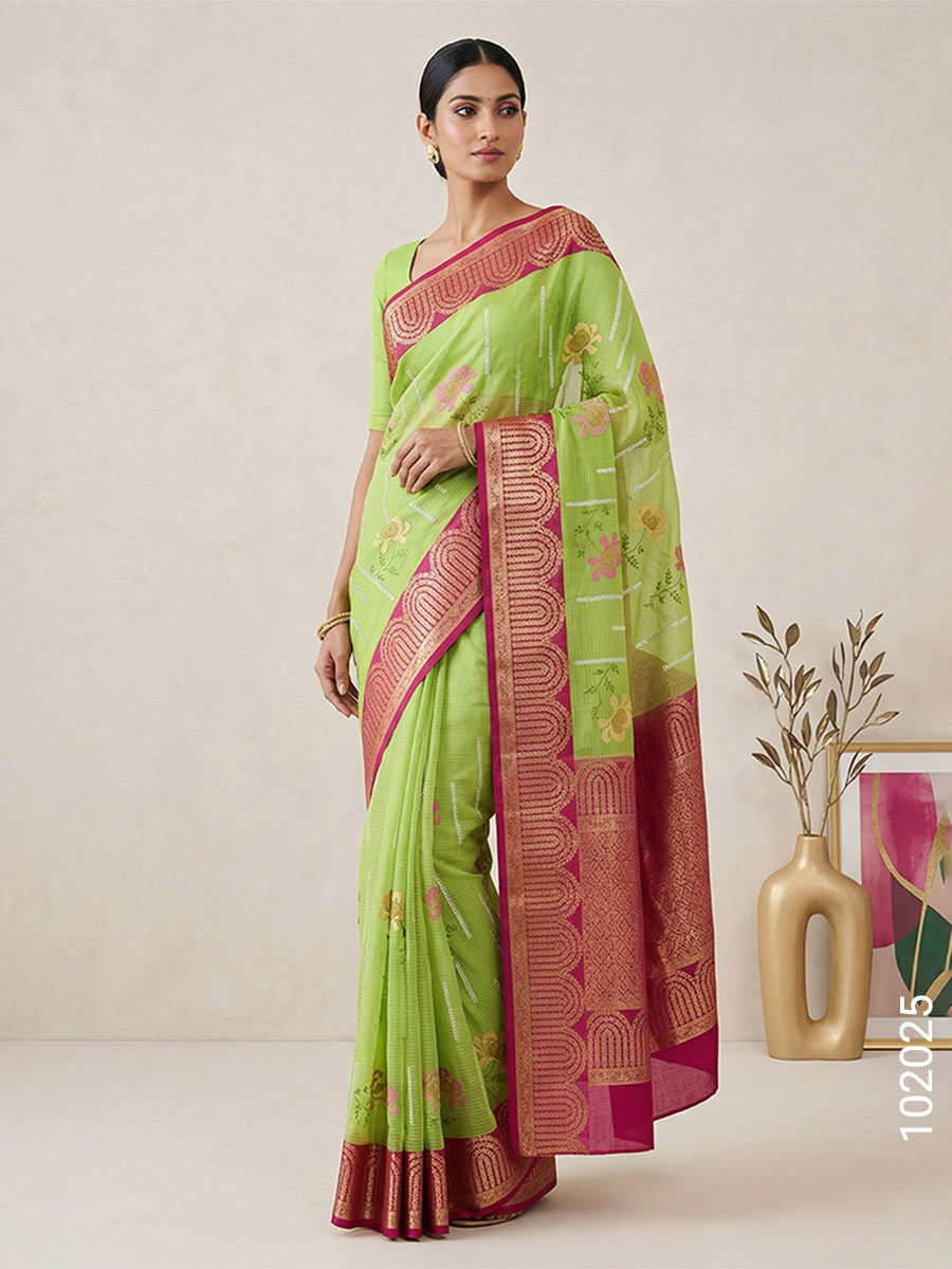 05 Faux Cotton Embroidery Saree Wholesale