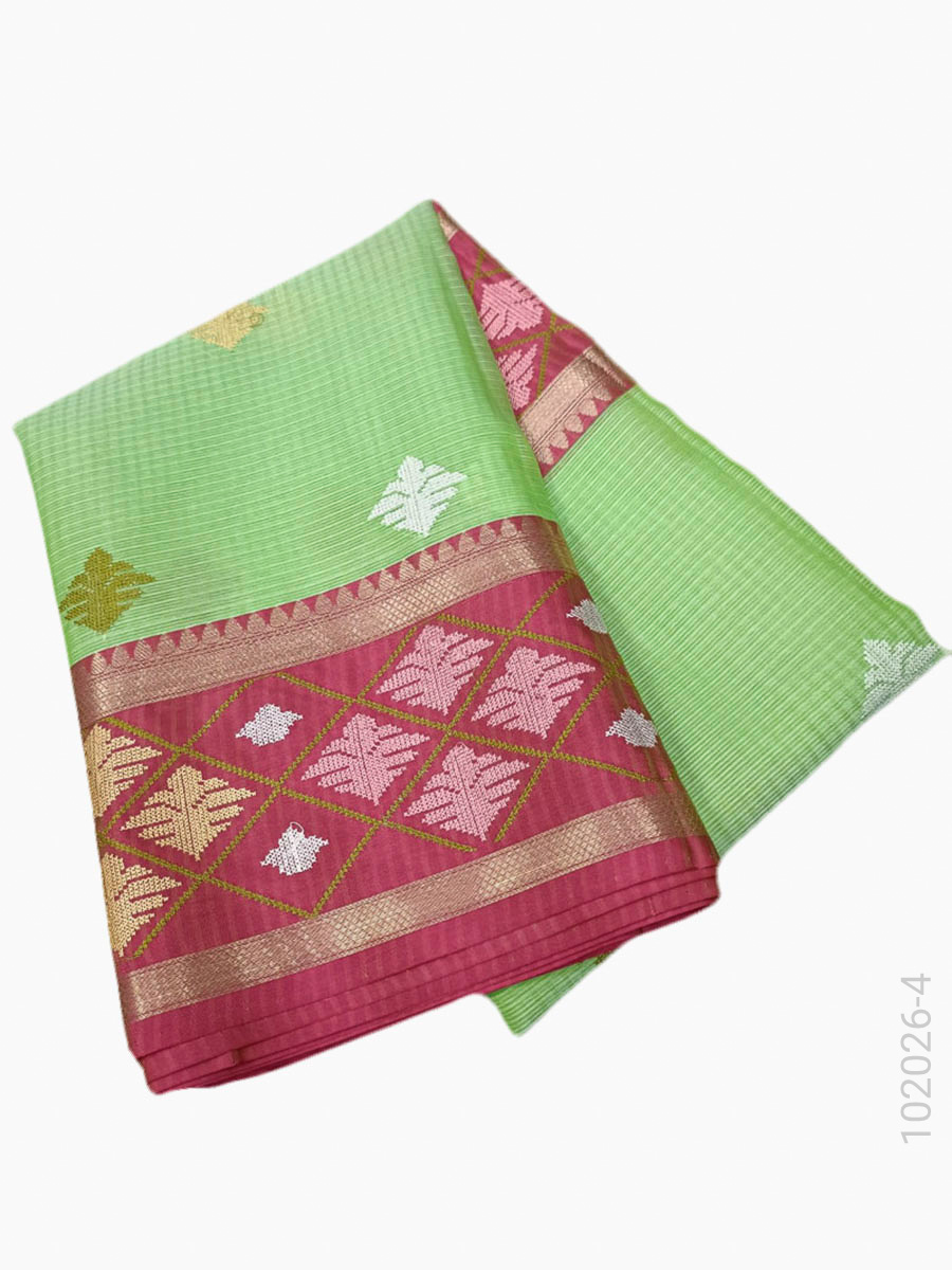 Cotton Embroidery Kota Checks Work Banarasi Saree Wholesale view 5