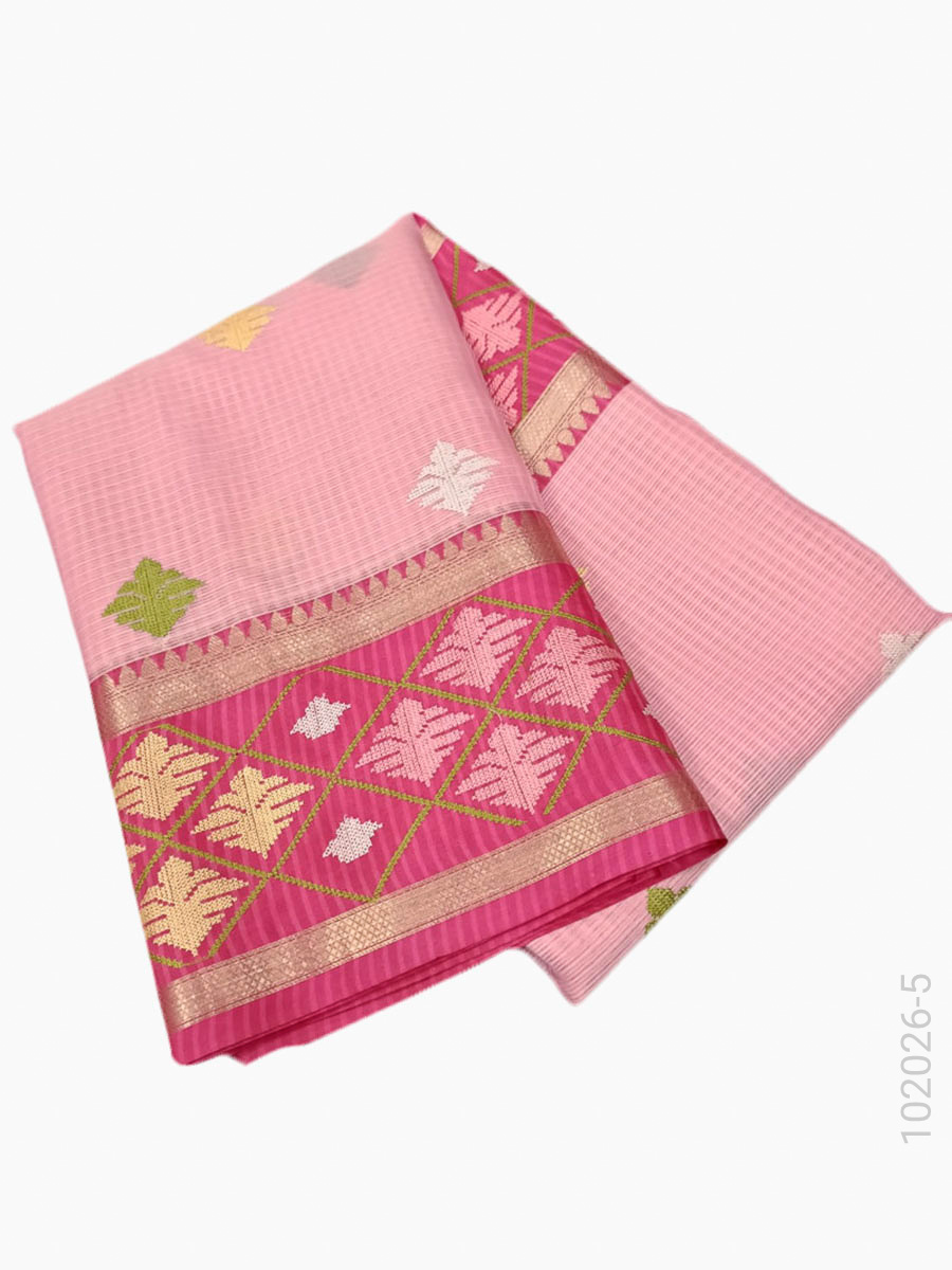 Cotton Embroidery Kota Checks Work Banarasi Saree Wholesale view 6