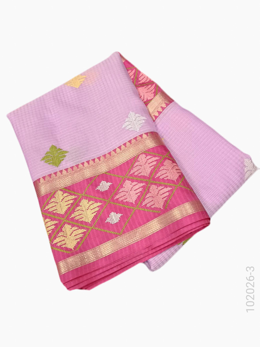 Cotton Embroidery Kota Checks Work Banarasi Saree Wholesale view 4