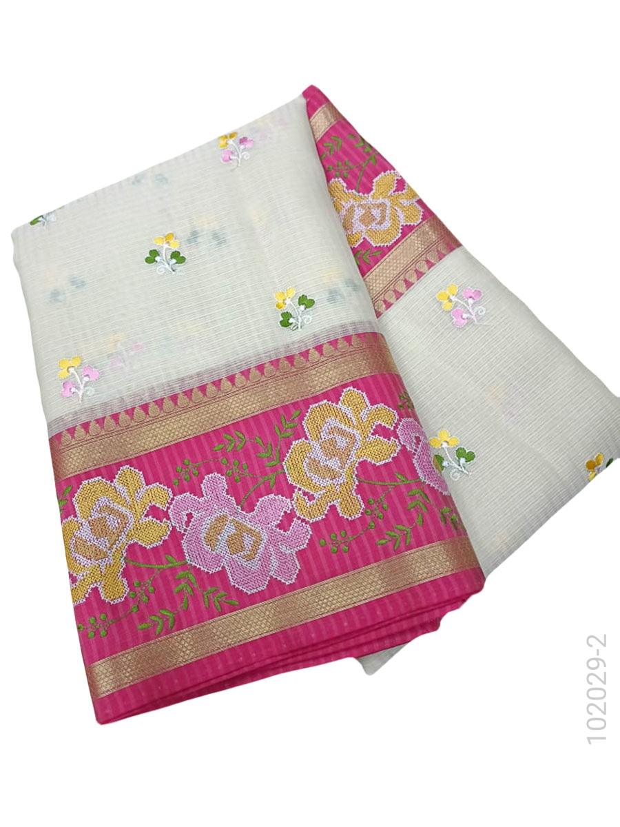 Cotton Kota Checks Embroidery Work Banarasi Saree Wholesale view 3