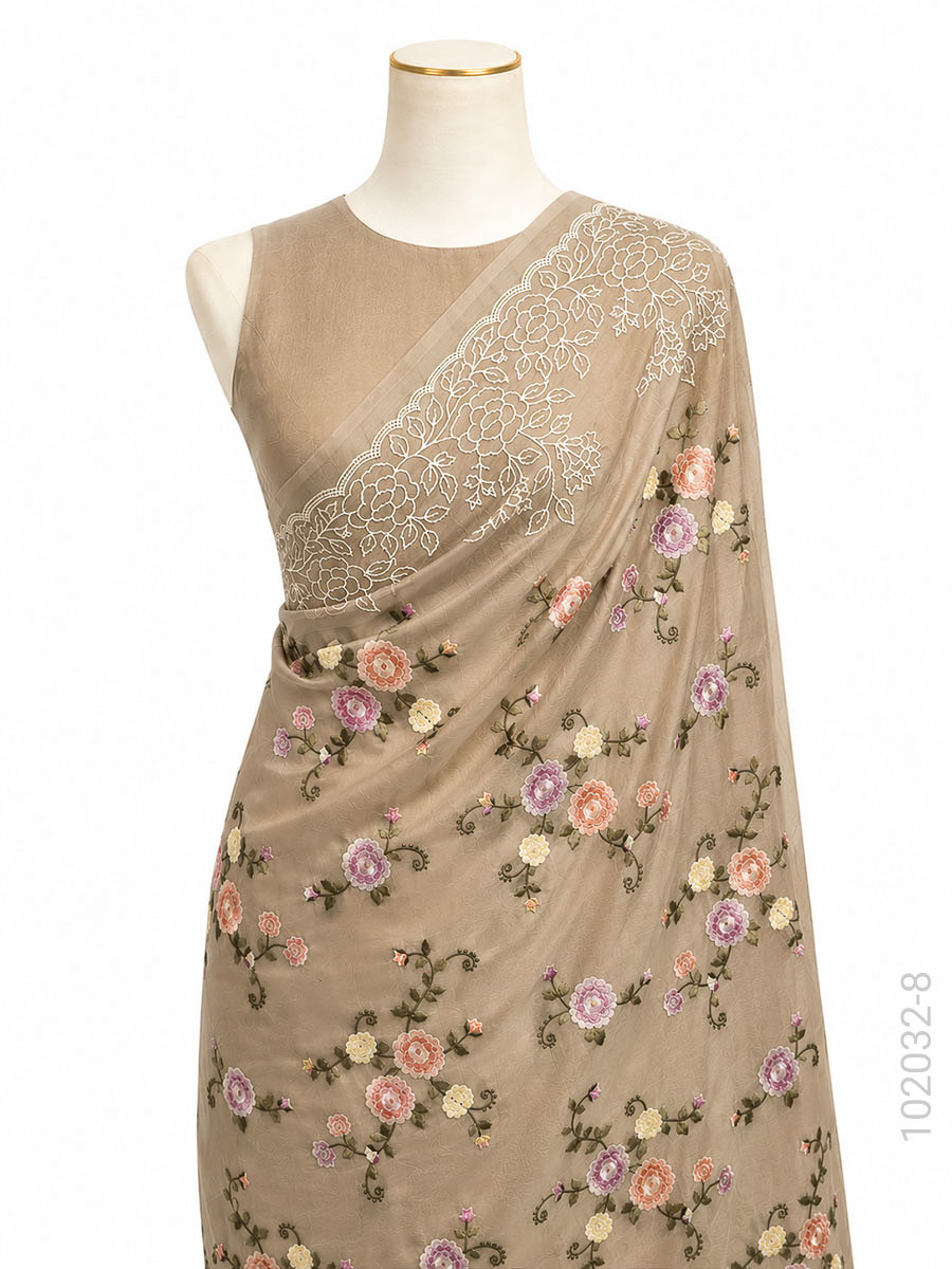 Kora Organza Embroidery Floral Work Banarasi Saree Bulk Export view 9