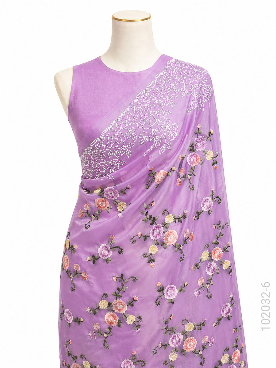 Kora Organza Embroidery Floral Work Banarasi Saree Bulk Export view 7