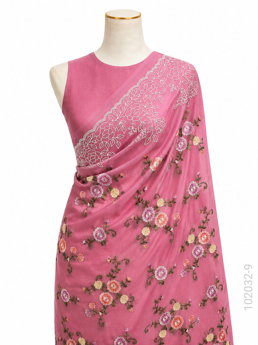 Kora Organza Embroidery Floral Work Banarasi Saree Bulk Export view 10